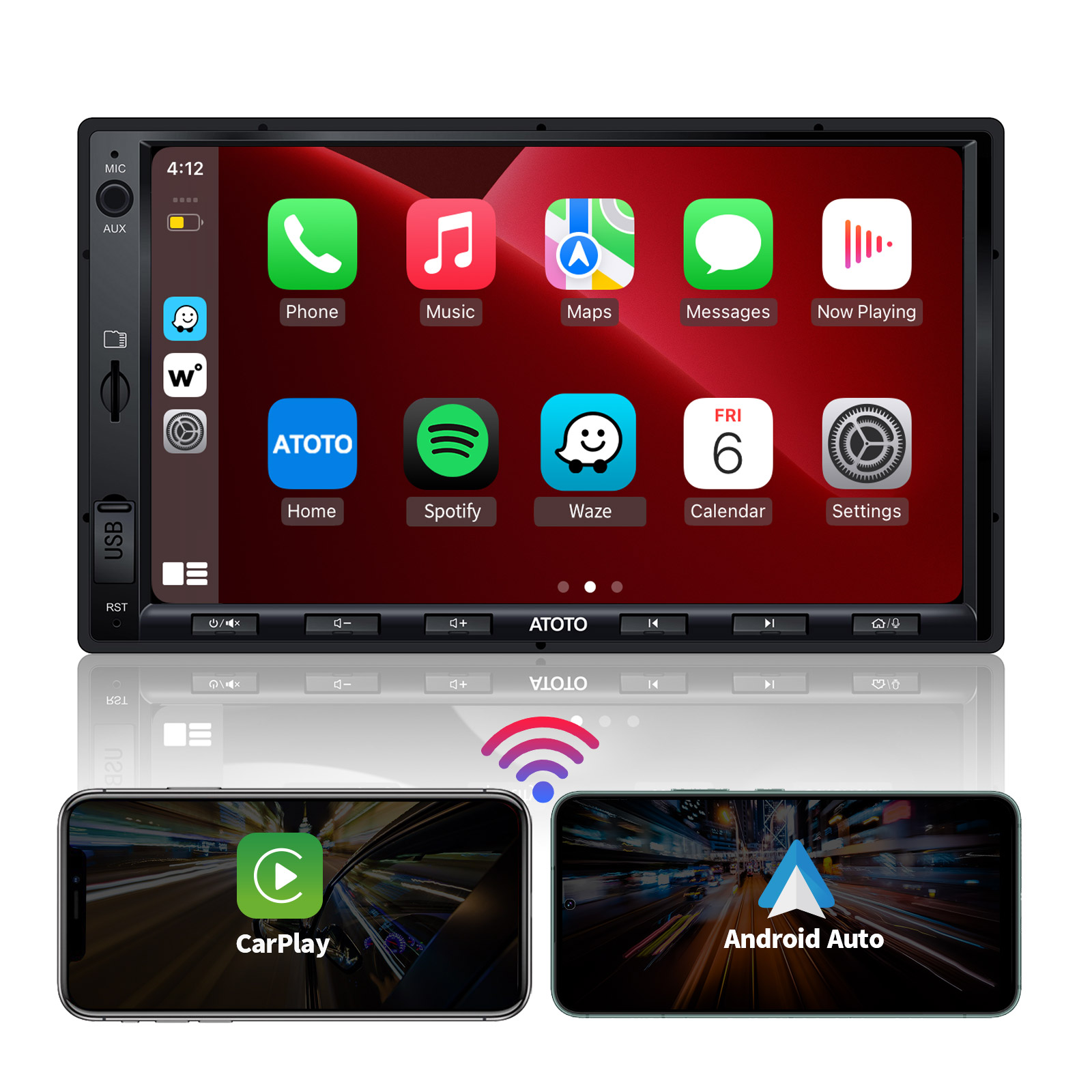 ATOTO F7 WE 7inch Double DIN Car Stereo, Wireless CarPlay & Wireless  Android Auto, Touchscreen Car Radio with Bluetooth, Mirror Link, HD LRV,  Quick