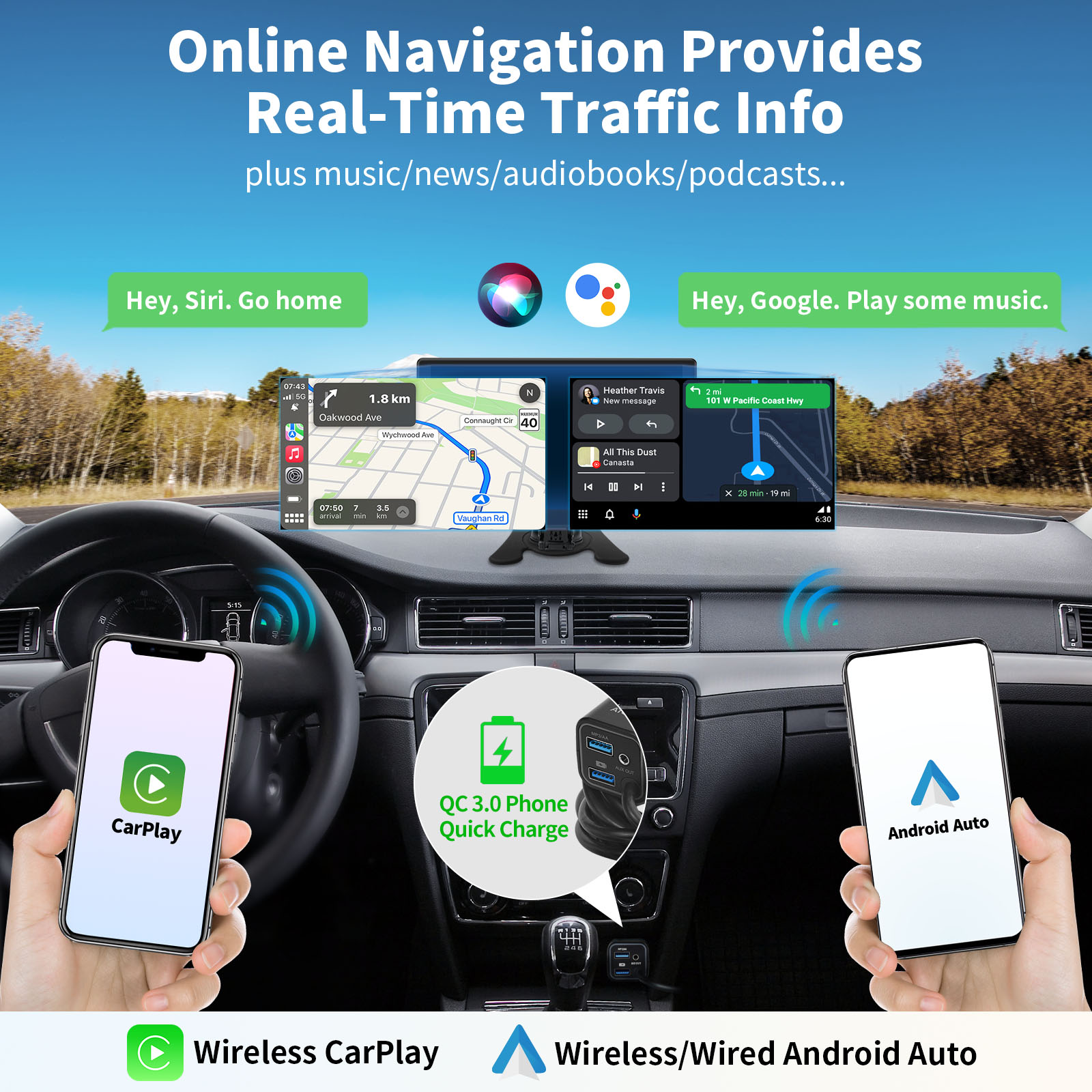 ATOTO P8 Portable Car Stereo, Wireless CarPlay & Wireless Android