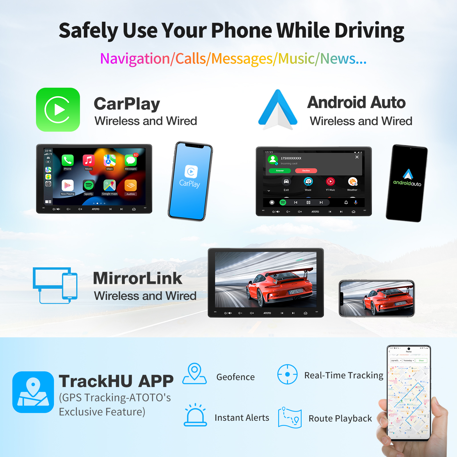 ATOTO A6G209PF Android Car Stereo Wireless Apple Carplay and