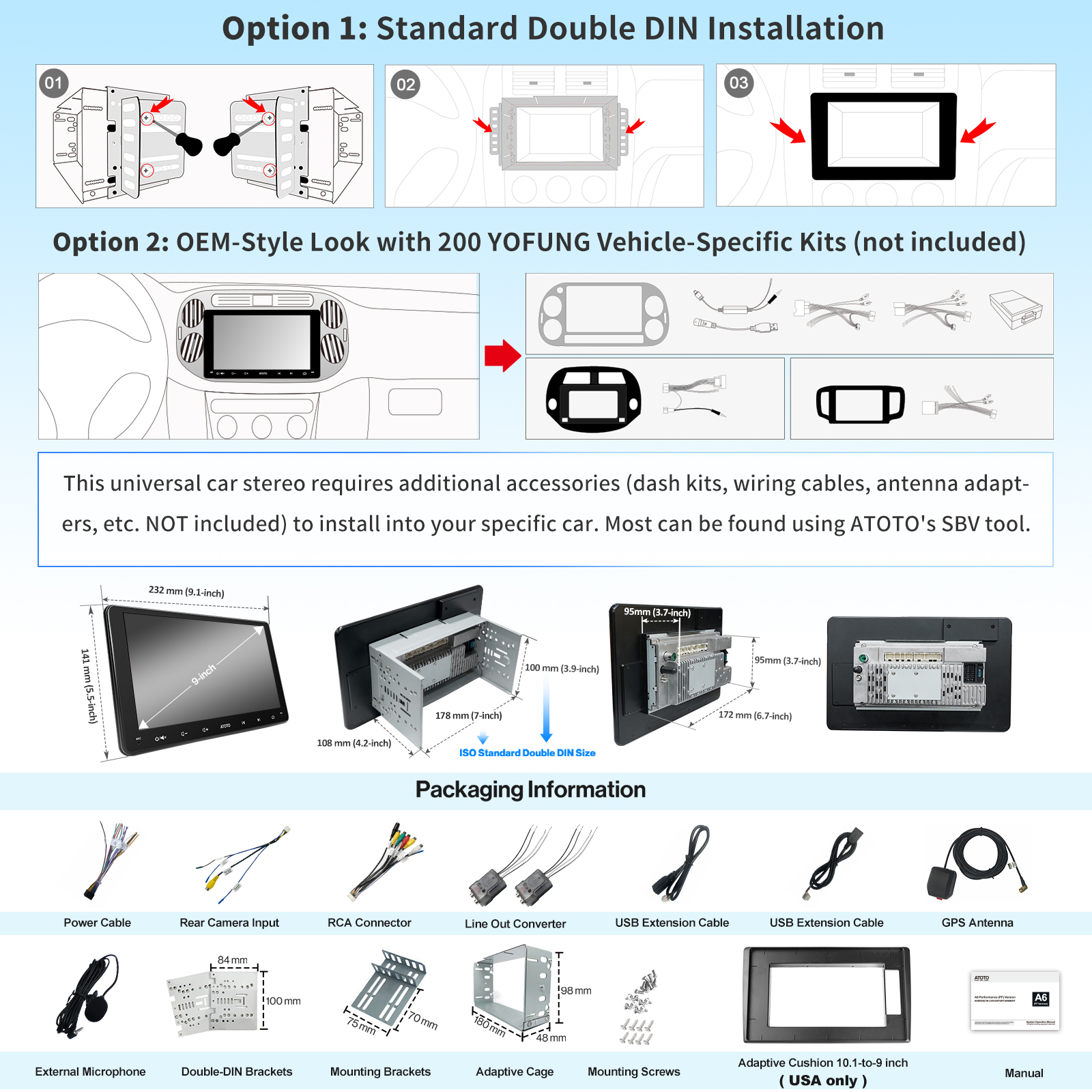 9inch] ATOTO A6 PF Android Double-DIN Car Stereo, Wireless CarPlay