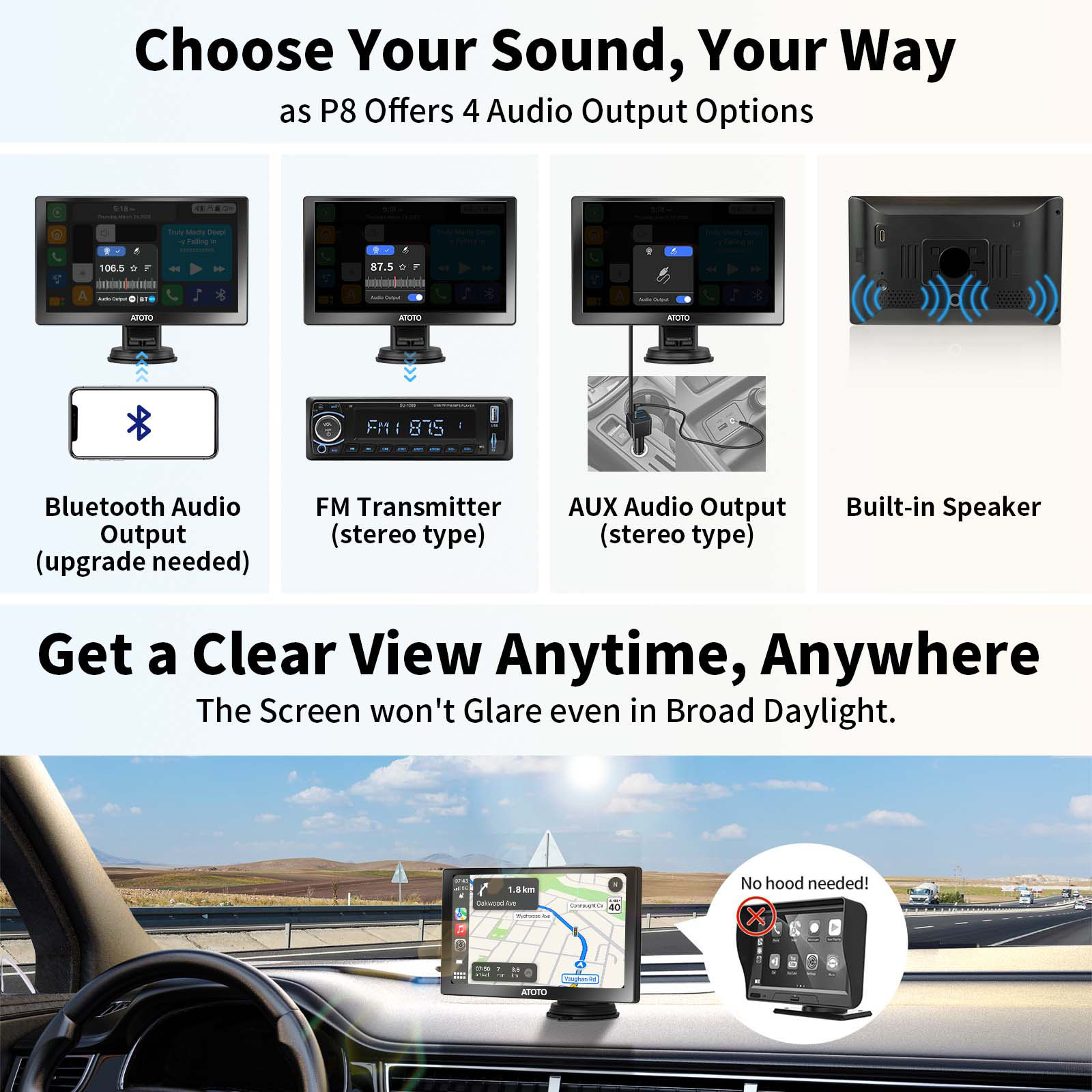 ATOTO P807SD RM Portable Car Stereo Wireless Carplay and Android Auto  Portable Navigation Device 7'' QLED Glare Suppressing Touchscreen plug and  play ...