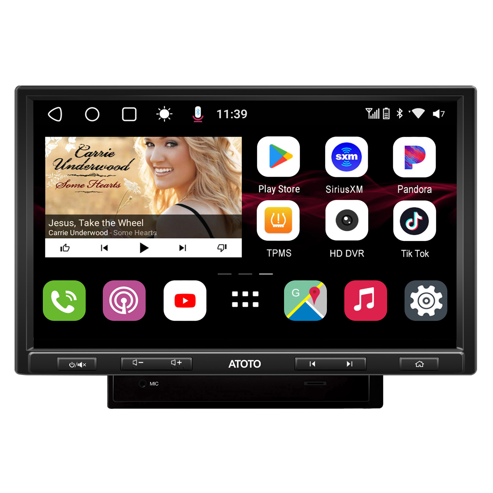 Double Din Car Stereo Apple Carplay & Android Auto 7-Inch Full HD  Touchscreen Car Audio Receiver with Bluetooth, FM Radio, USB & Type-C  Ports, External Mic/AUX Input, Rear View Camera, Mirror Link 