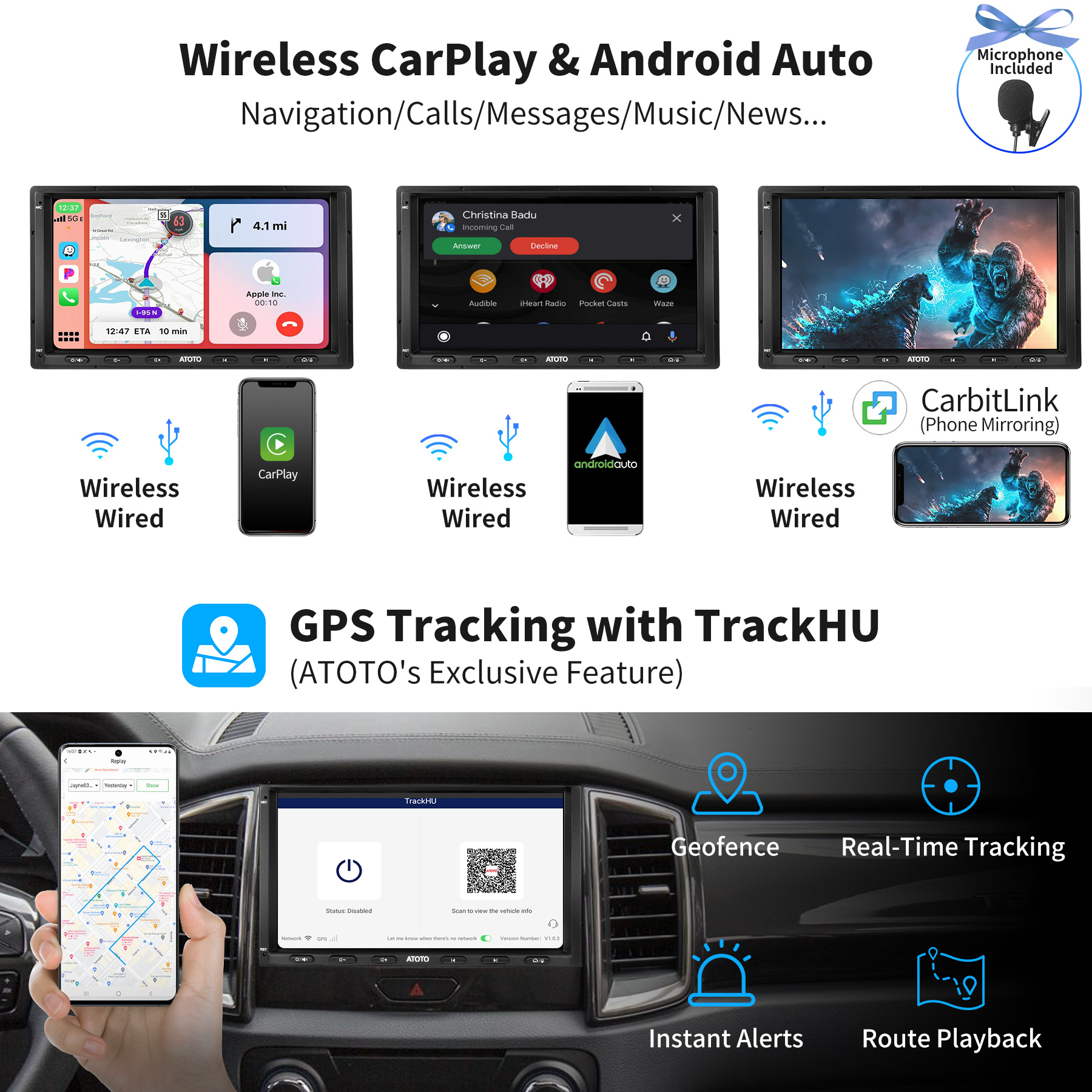 ATOTO S8 MS 7”Double Din Android Car Stereo, Wireless Android Auto 