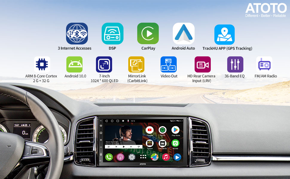 ATOTO A6PF Doppel DIN Android Autoradio, Wireless CarPlay